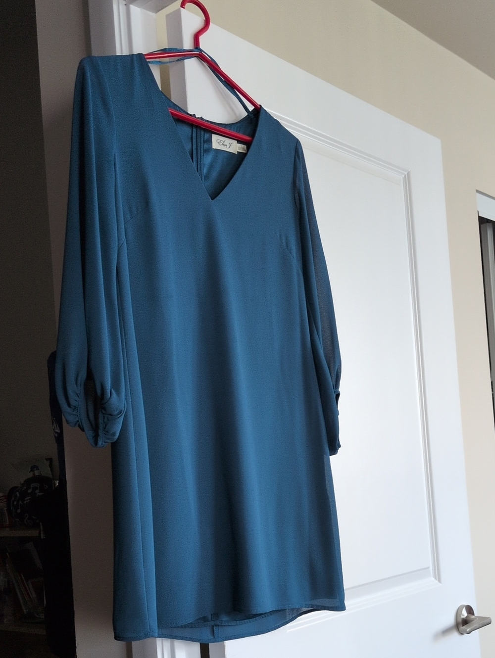 Teal V-Neck Long Sleeve Mini Dress - Brand: Eliza J